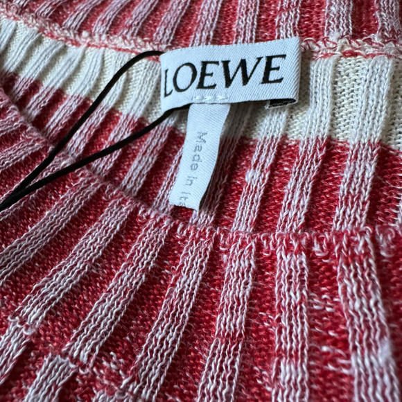 $1200 Loewe Red Cream Light Linen Sweater - Italy - Tagged XS Fits like M - READ - Picture 4 of 9